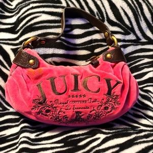 Vintage Juicy Couture Pink Velour Shoulder Bag Satchel Purse